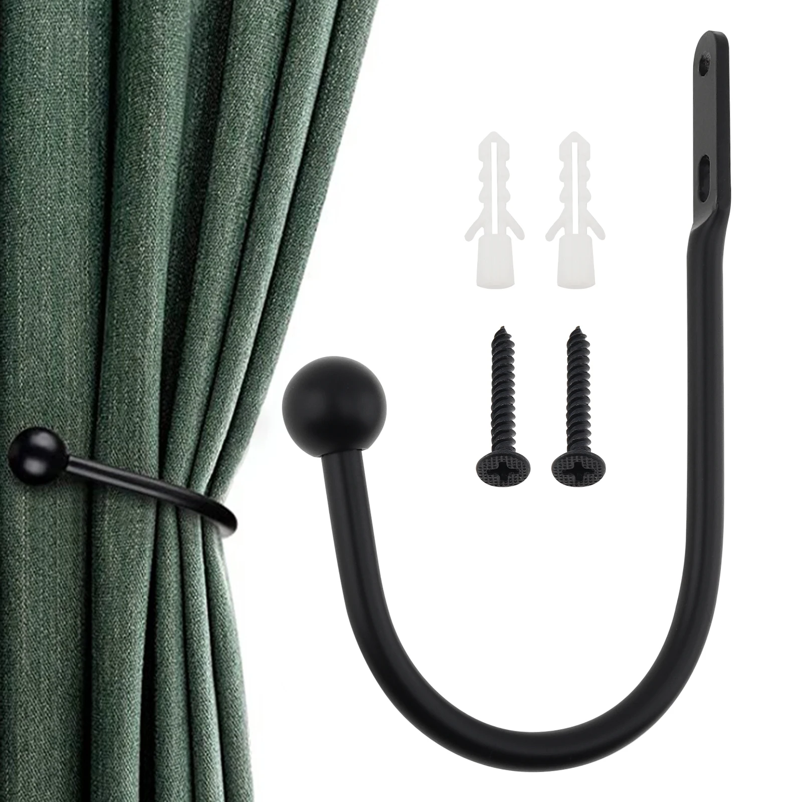 

6.3 Inch Curtain Hook Wall Mounted Aluminum Alloy Metal Curtain Holdbacks Tieback for Fabric Curtains Heavy Duty Hanging Hook