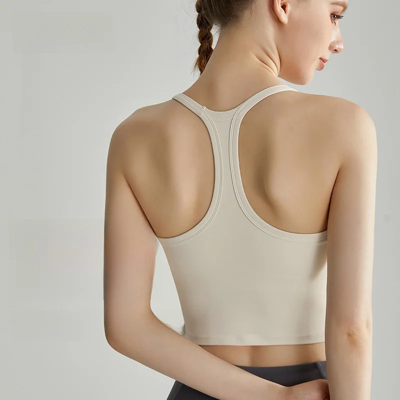 

Lahn Women's Sports Bra Vest Style One-Piece Solid Push-Up High-Strength Fitness Innerwear for Active Wear