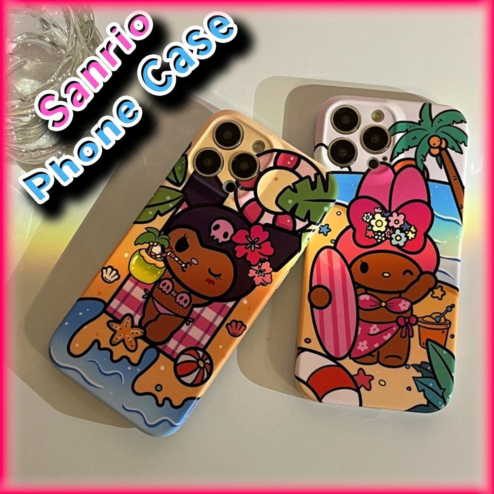 Kawaii Tan Kuromi Shockproof Case for IPhoneX 11 12 13 14 15 Pro Max Sanrio My Melody Anime Accessory Fashion Protective Cover