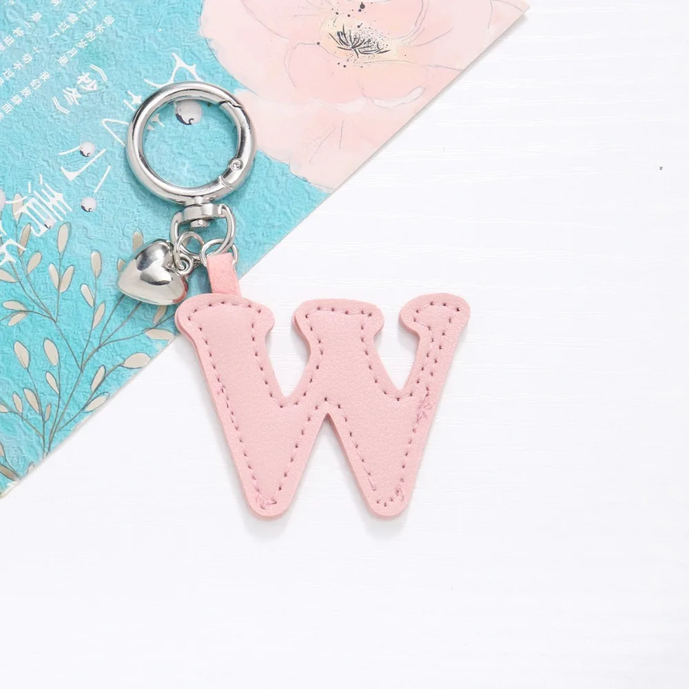 Keys Organizer PU 26 Letter Key Chain Love Pendant Key Ring Alphabet Car Key Buckle Business Bag Charms Business Key Holder