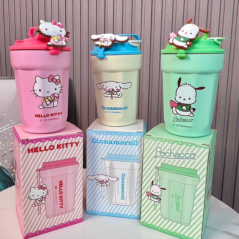 

Sweet Sanrio Hello Kitty Cinnamoroll Anime Kawaii Portable Water Cup Cute Pochacco Cartoon Children Bottle Gifts for Girls