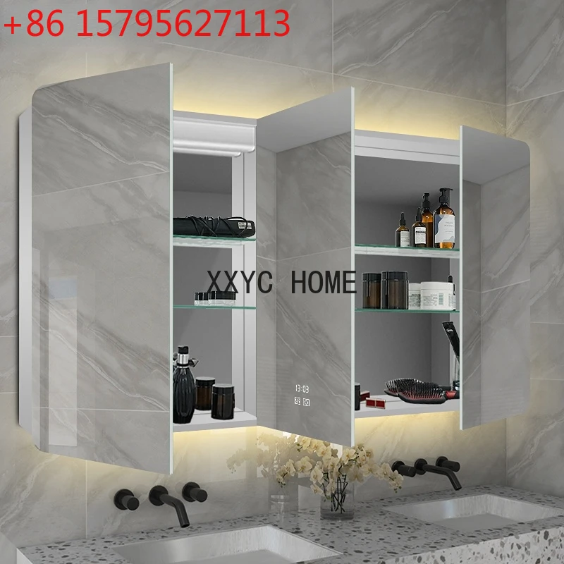 

Alumimum Smart Bathroom Mirror Cabinet Wall-Mounted Storage Mirror Box Bathroom with Light Antifog Glasses