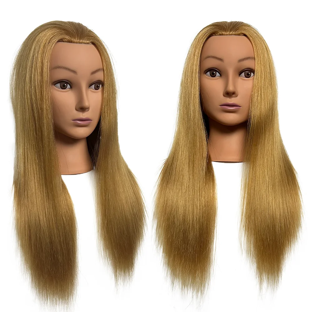 Schaufensterpuppenkopf aus 80 % Echthaar |   Hitzebeständiges goldenes glattes Haar zum Styling-Übungen, Flechten, lockiges Haar usw. 18 Zoll