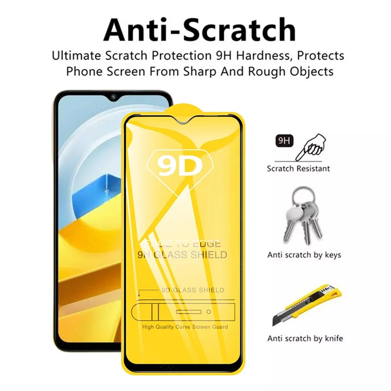 5PCS 9D Screen Protector For POCO M5 M5S Poco F2 F3 M3 M4 Pro Tempered Glass for POCO X3 NFC F4 GT C40 5G X5 Film