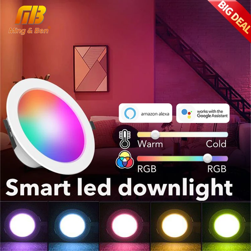 RGB Smart Downlight Bluetooth LED Interior Home Decor Spotlight Remote APP/Voice Control with Alexa Google Bedroom Living Room