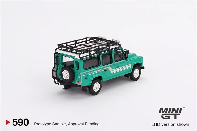 MINI GT Mijo Exclusivos 1:64 Land Rover Defender 110 1985 Estación del condado Wagon Trident Coche modelo verde