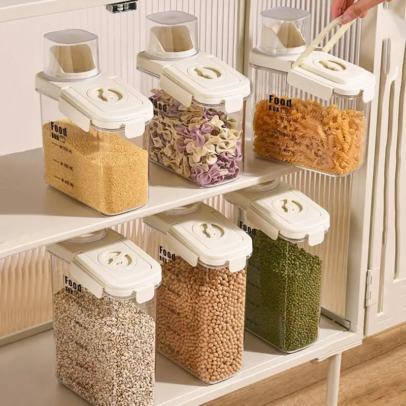 1600/2800ML Grain Storage Box Cereals Container Scale Handle Food Bean Sealed Jar Kitchen Large Capacity Dispenser Oatmeal