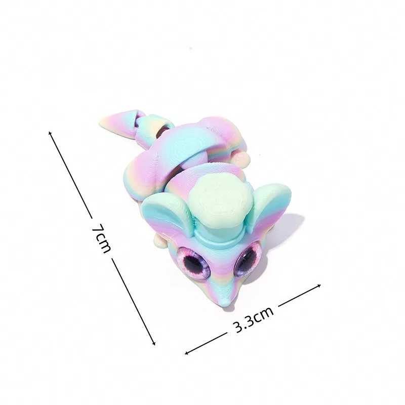Figuras de ratón bonitas con estampado 3D de múltiples articulaciones de PLA, animales, Mini juguete sensorial en relieve, accesorios divertidos para el hogar, regalos para niños