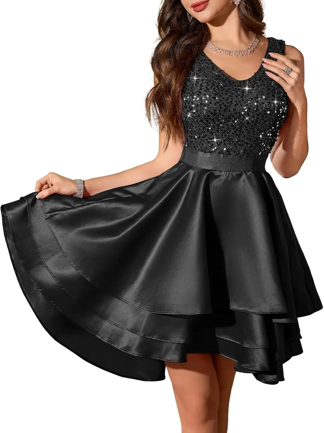 

Custom Made Womens Sparkly Homecoming Dresses For Teens Short Sequin High Low Formal Prom Dress Cocktail Party Wedding Guest Min