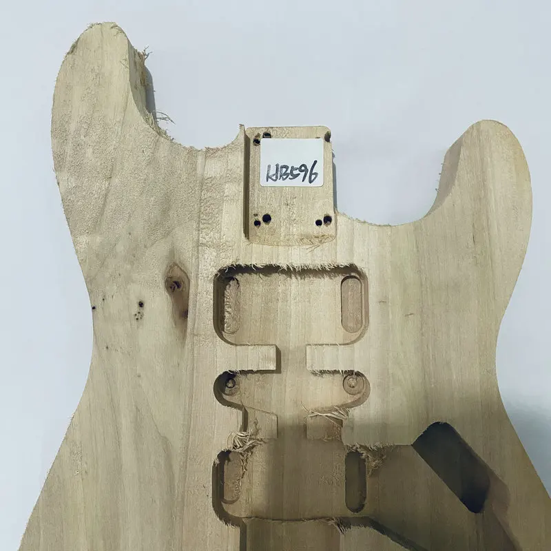 HB596 Unfinished ST Model Electric Guitar Body Solid Basswood HSH Pickups No Paints with Damages for DIY Replacement Right HAND