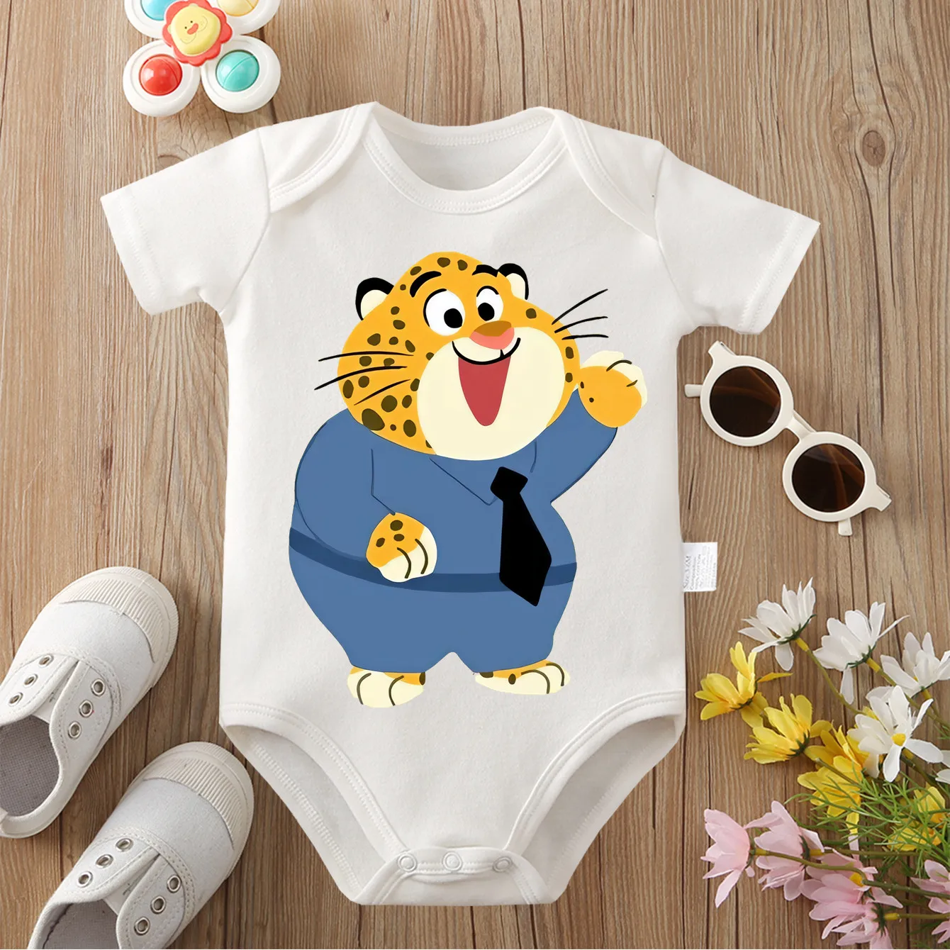 

Чистый хлопок Benjamin Zootopia, изысканная ткань с принтом, удобный комбинезон-боди для малышей, комбинезон для новорожденных от 0 до 12 месяцев