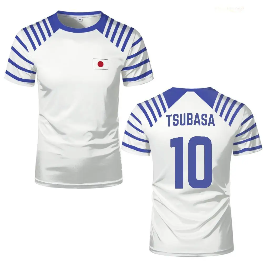 Captain Tsubasa Anime T-shirt With Japanese Flag Print Summer Breathable And Quick-drying T-shirt Customizable Gift For Fans