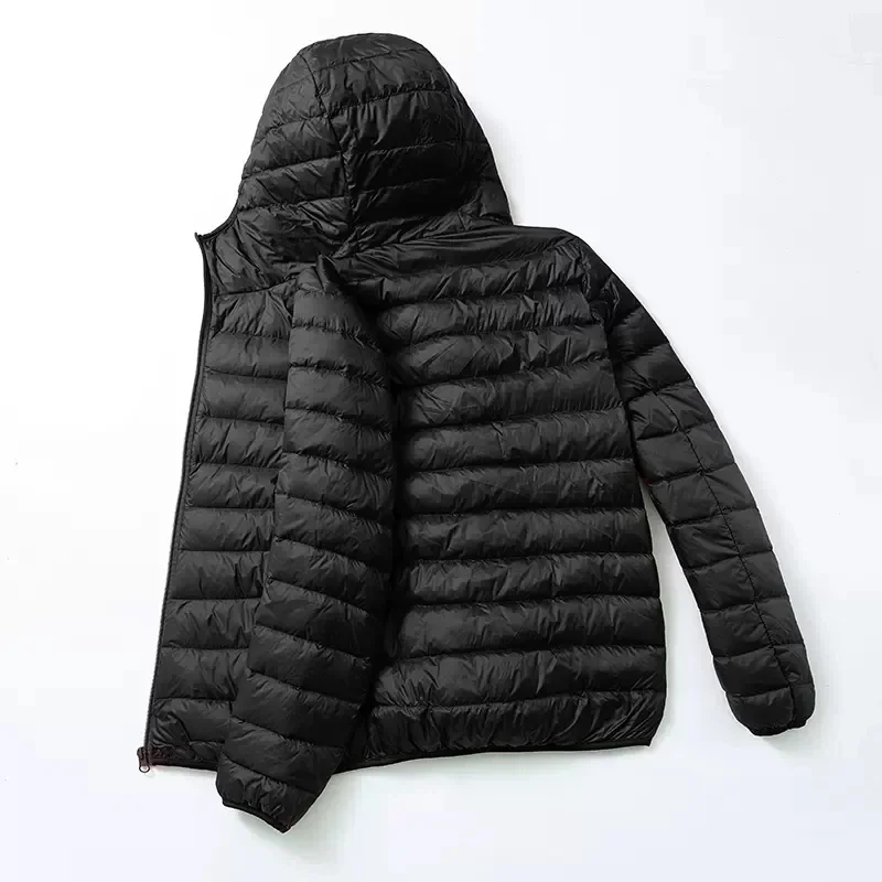 Autumn and Winter Fashion Ultra Light Duck Down Hooded Down Jacket Men's White Duck Down Feather Warm Coat Men's Street Clothing