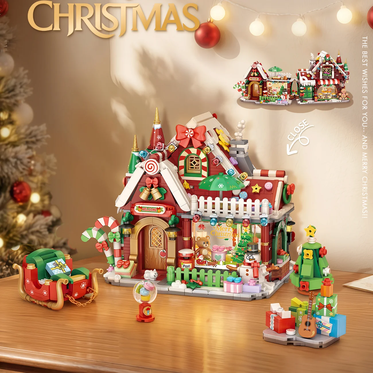 LOZ Folding Street Scene Christmas House Building Blocks, Holiday Toys, Decorations, Educational Building Toys, Christmas Gifts