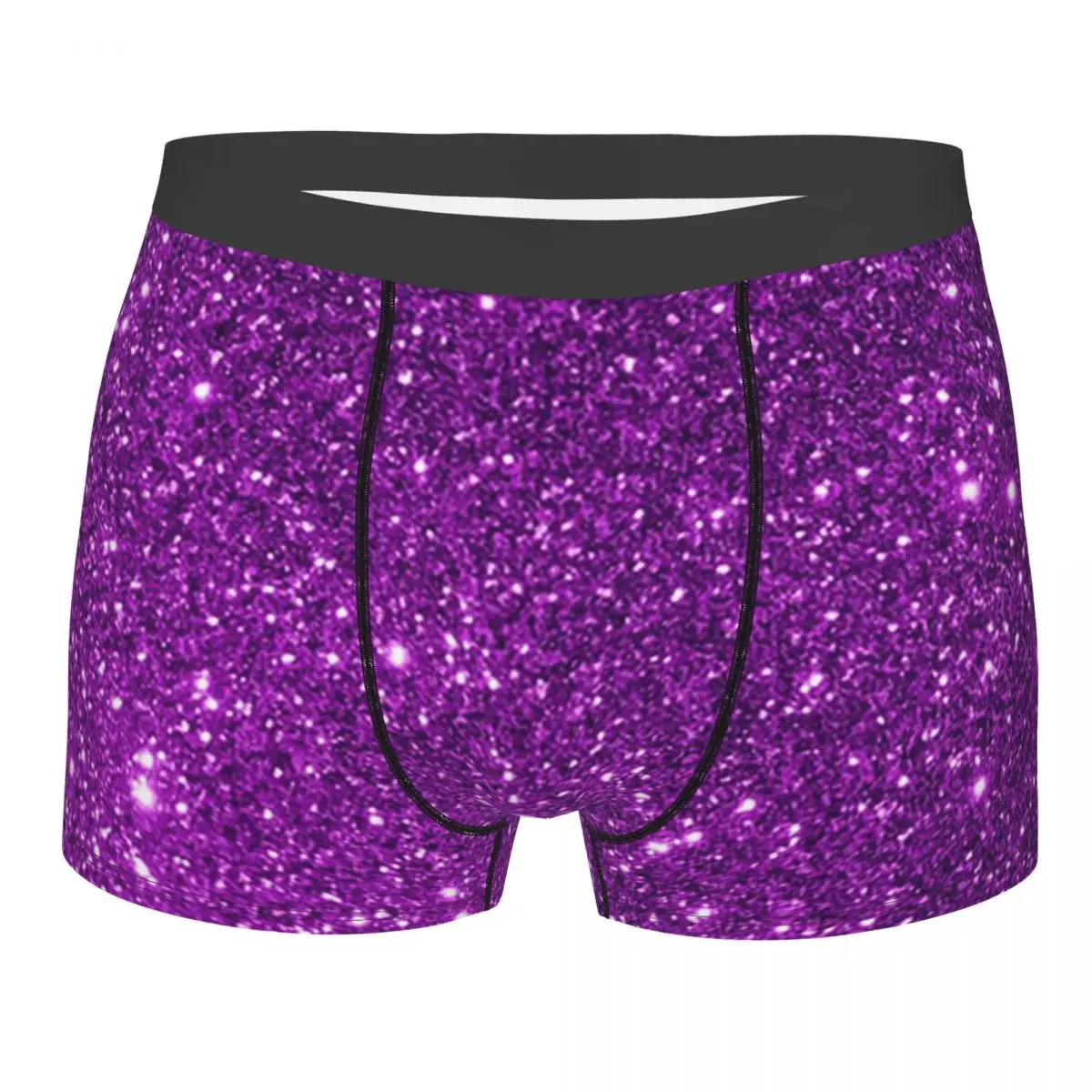Boxer Underpants Shorts Purple Sparkly Glitter Printing Panties Men Ventilate Underwear for Homme Man Boyfriend Gift