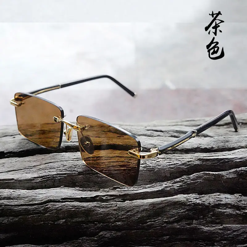 Natural Crystal Sun Glasses Men's Frameless HD Protect Eyes Stone Sunglasses Middle-Aged and Elderly Eye Protection Stall Readin