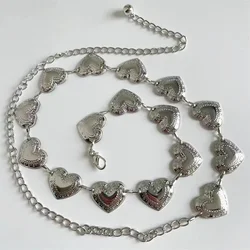 Vintage Women Waist Belt Female Metallic Love-Heart Chain Belt Tassel Waist Chain Belt Women Decorative Metal Body Jewelry