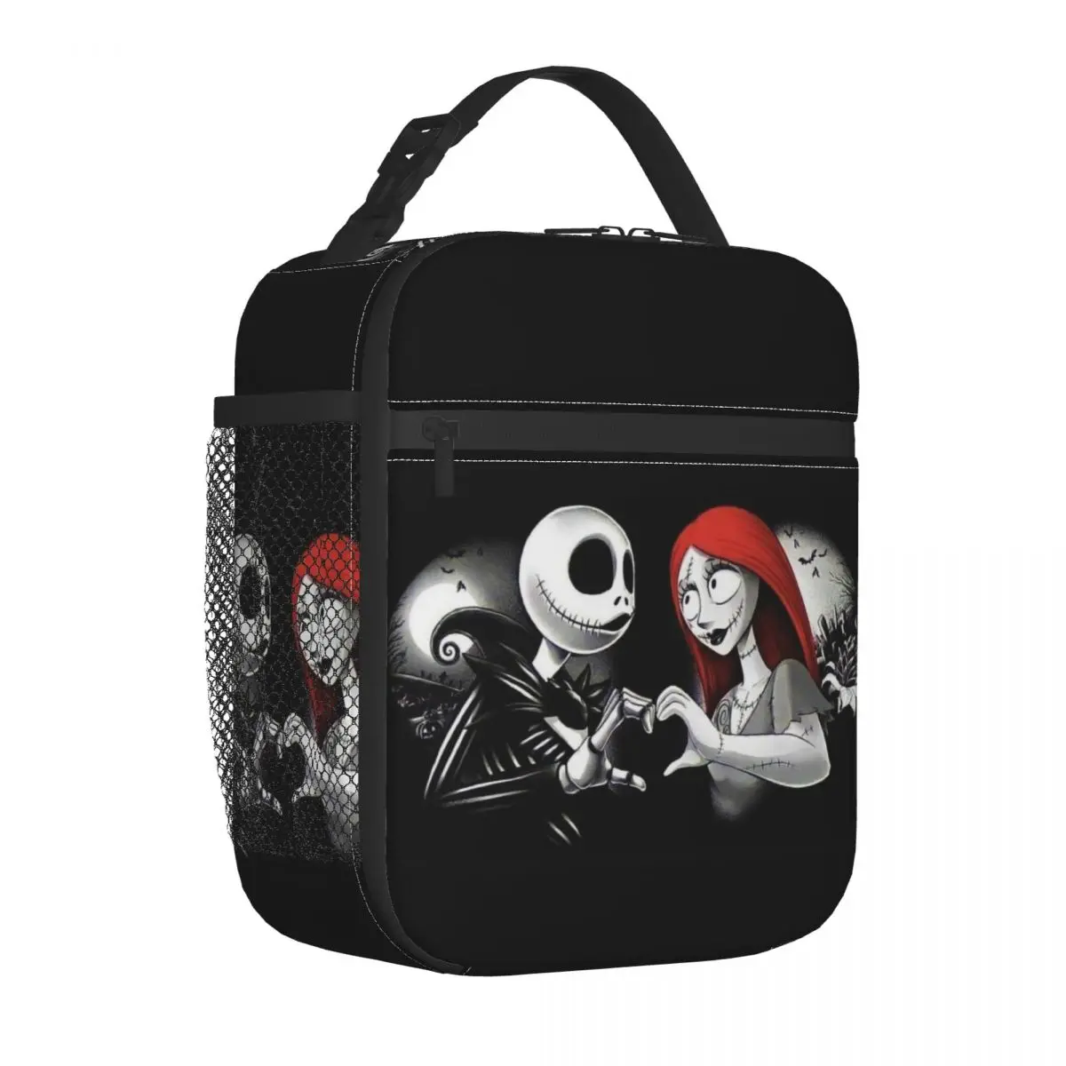 Custom Jack And Sally Halloween Lunch Bag for Women Thermal Cooler Insulated Bento Box Beach Camping Travel Waterproof Tote Bags