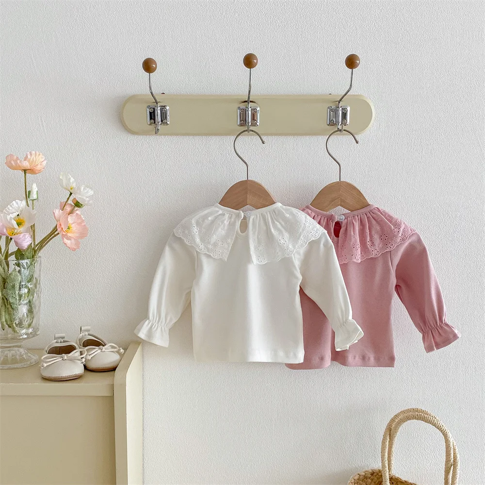 0-24m Baby Mädchen Rüschen Spitze Hemd Langarm Blusen Säugling Baby Tops Kinder Shirts Kleinkind Mädchen Kleidung für Frühling Herbst – Detail 5