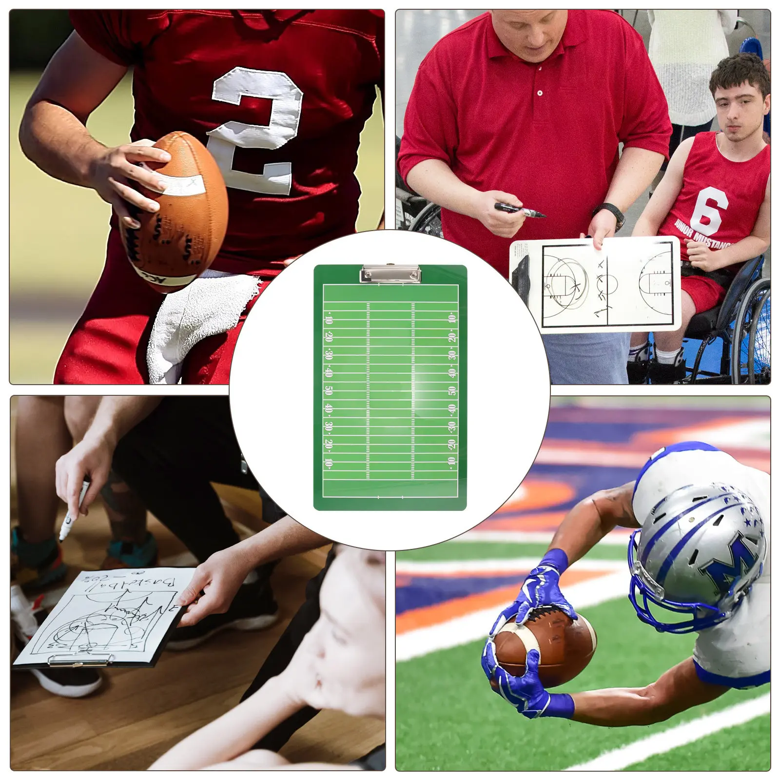 Portable Football Coaching Board PVC Dry Erase Match Board Reusable Trainer Clipboard for Rugby Football Training Equipment