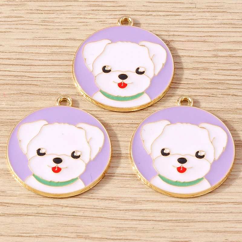 10pcs Cartoon Animal Charms Enamel Dog Puppy Charms Pendants for Jewelry Making Necklaces Earrings Bracelets DIY Crafts Supplies