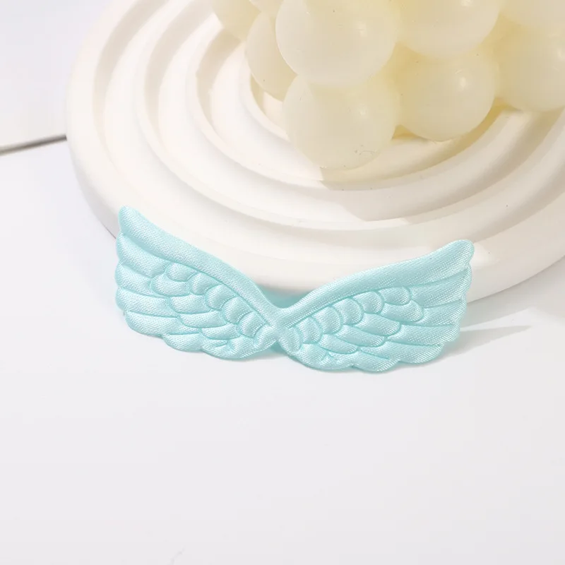 80 Stück 6,5*2CM Satin-Engelsflügel-Applikationen zum Aufnähen für DIY Haarspangen-Zubehör, Stofftaschen, Geschenkverpackungen, Dekoration – Detail 1