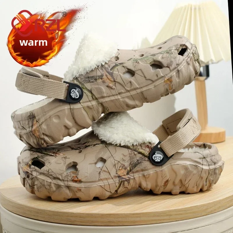 YRZL Winter Colgs Slippers Men\'s Shoes Men Beach Working Garden Shoe Home Soft Plush Slippers Bedroom Fuzzy Shoes Indoor Outdoor