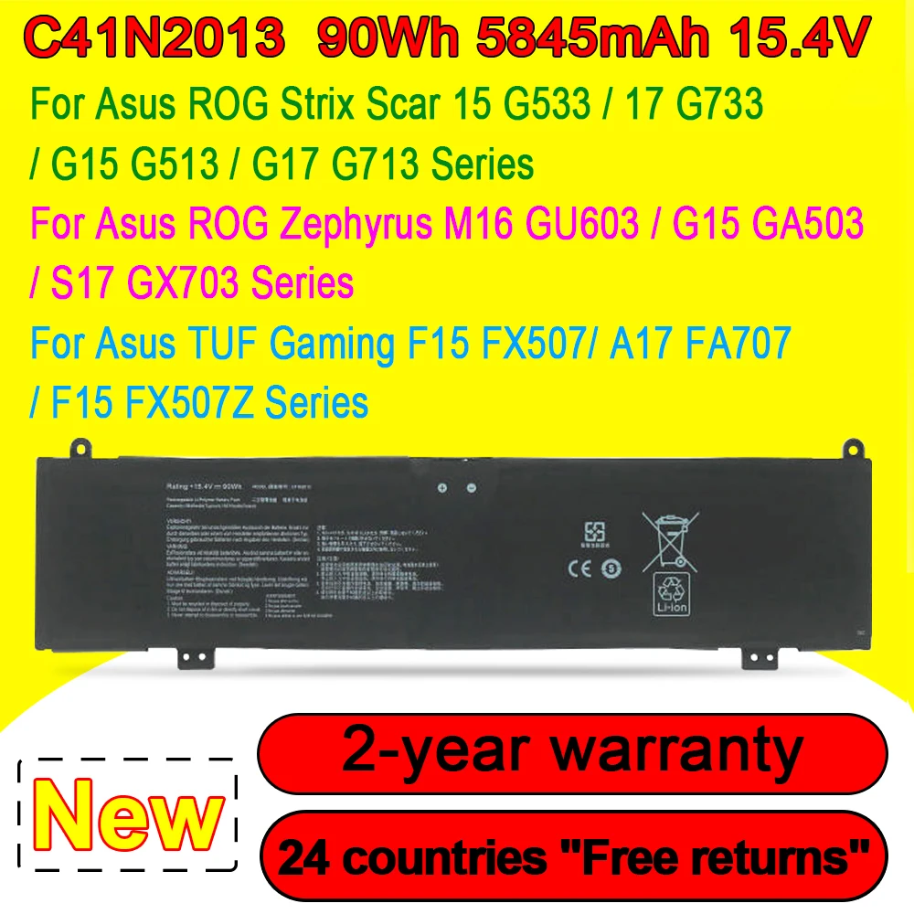 C41N2013 Laptop Battery For ASUS ROG Strix G513 G513IM G713 G713IM G713QM Rog G533 G533QM G533QR G733ZM 90W