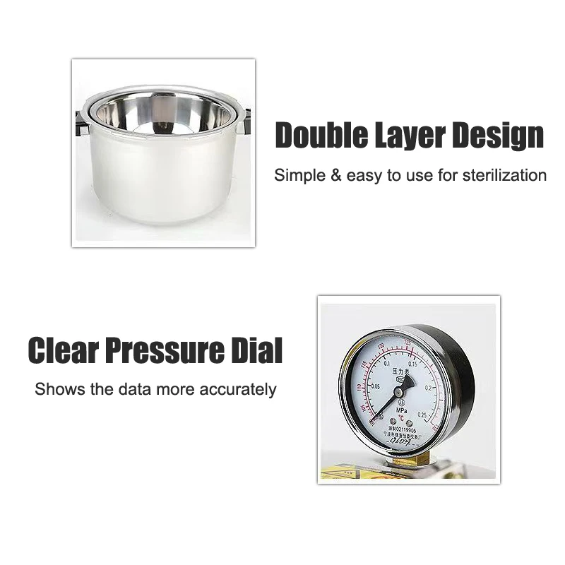 8L Portable Alluminum Alloy Heating Autoclave High Pressure Sterilizer Sterilization Pressure Steam Disinfecting Cabinet Pot C3