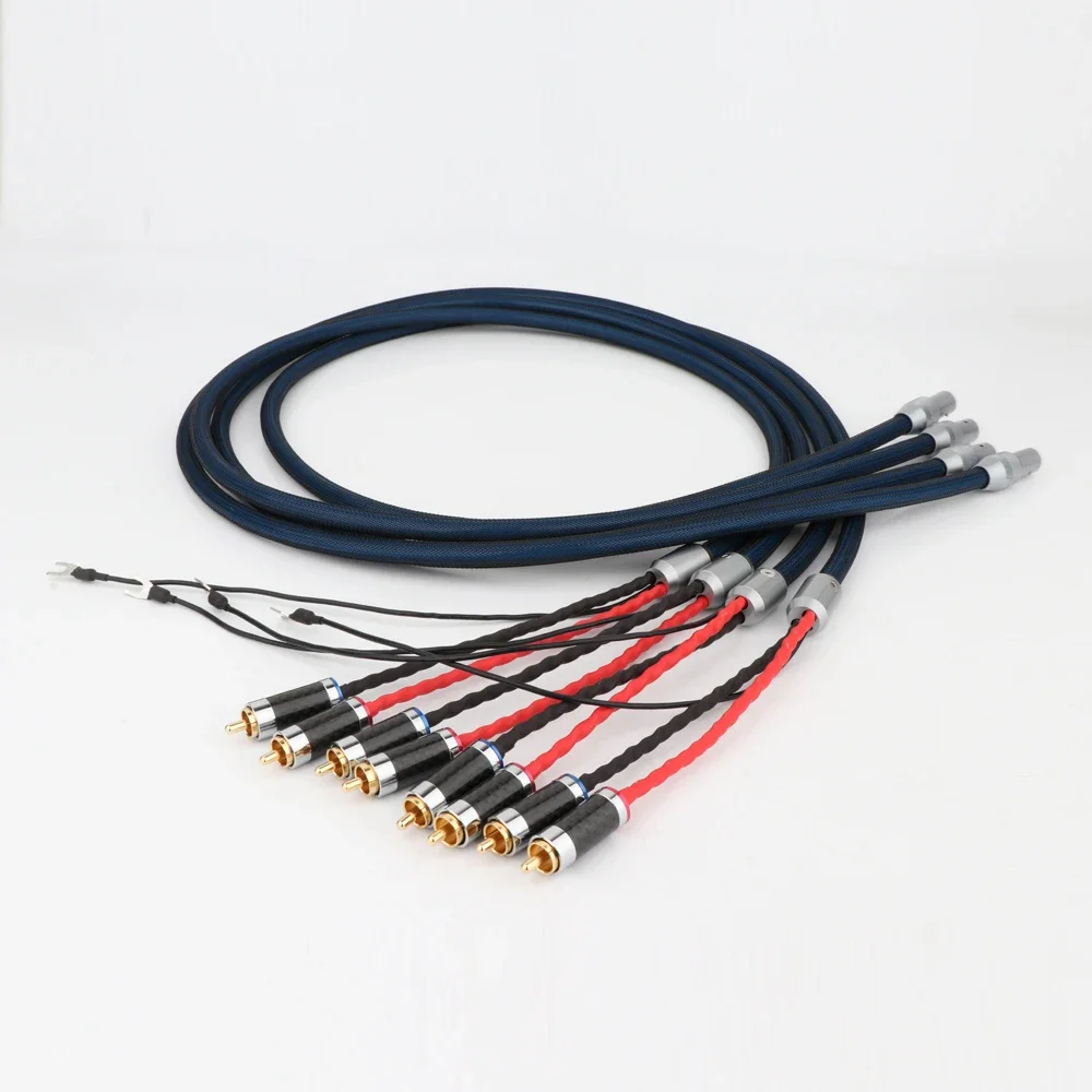 1PCS Monosaudio TA205 Tonarm Cable Gold plated 5 Pin DIN & RCA Phono Turntables Analog Cable with OFC silver plated cable