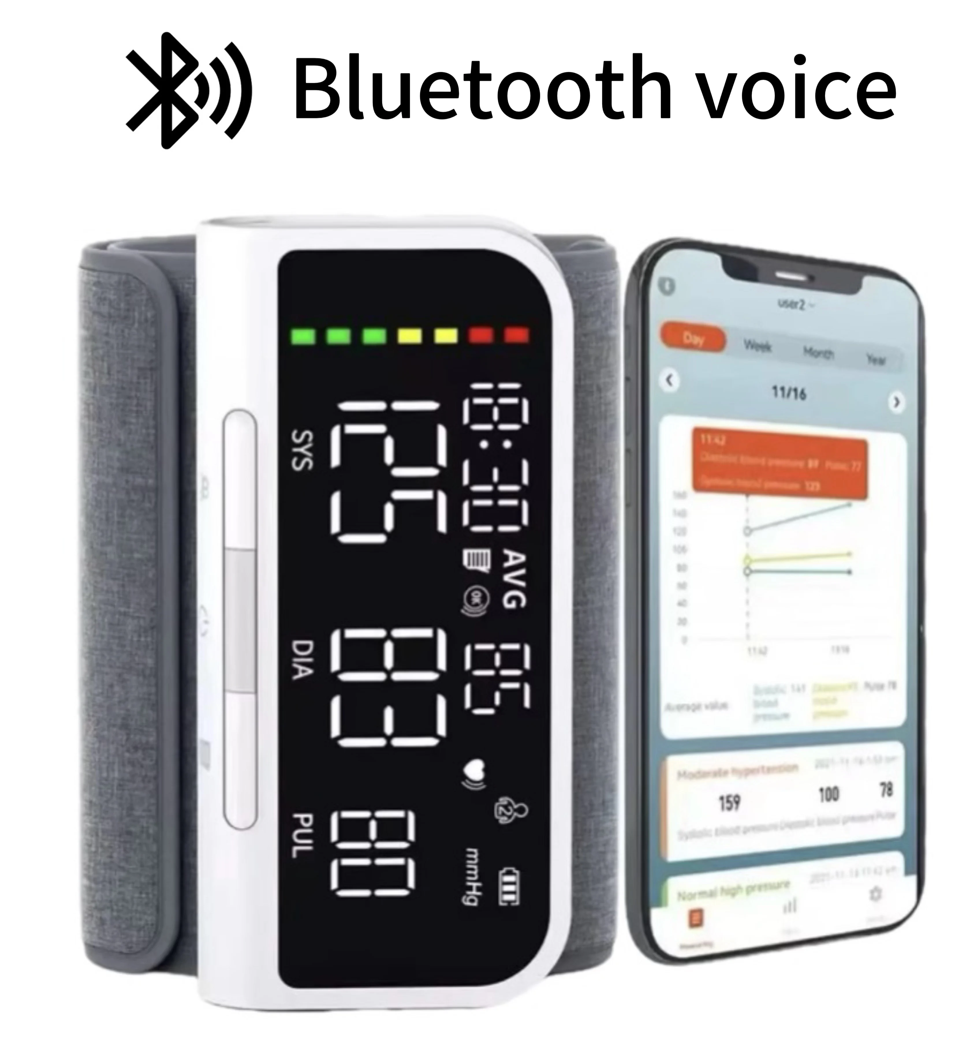 Монитор артериального давления Bluetooth, монитор артериального давления на руку, прецизионный интеллектуальный ЖК-дисплей с большим экраном, артериального давления через USB