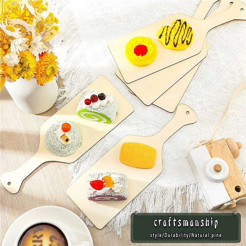 ABAH-36Pcs Blank Mini Wooden Cutting Boards With Handle Small Cutting Board DIY Home Kitchen Cooking Vegetable Decor A
