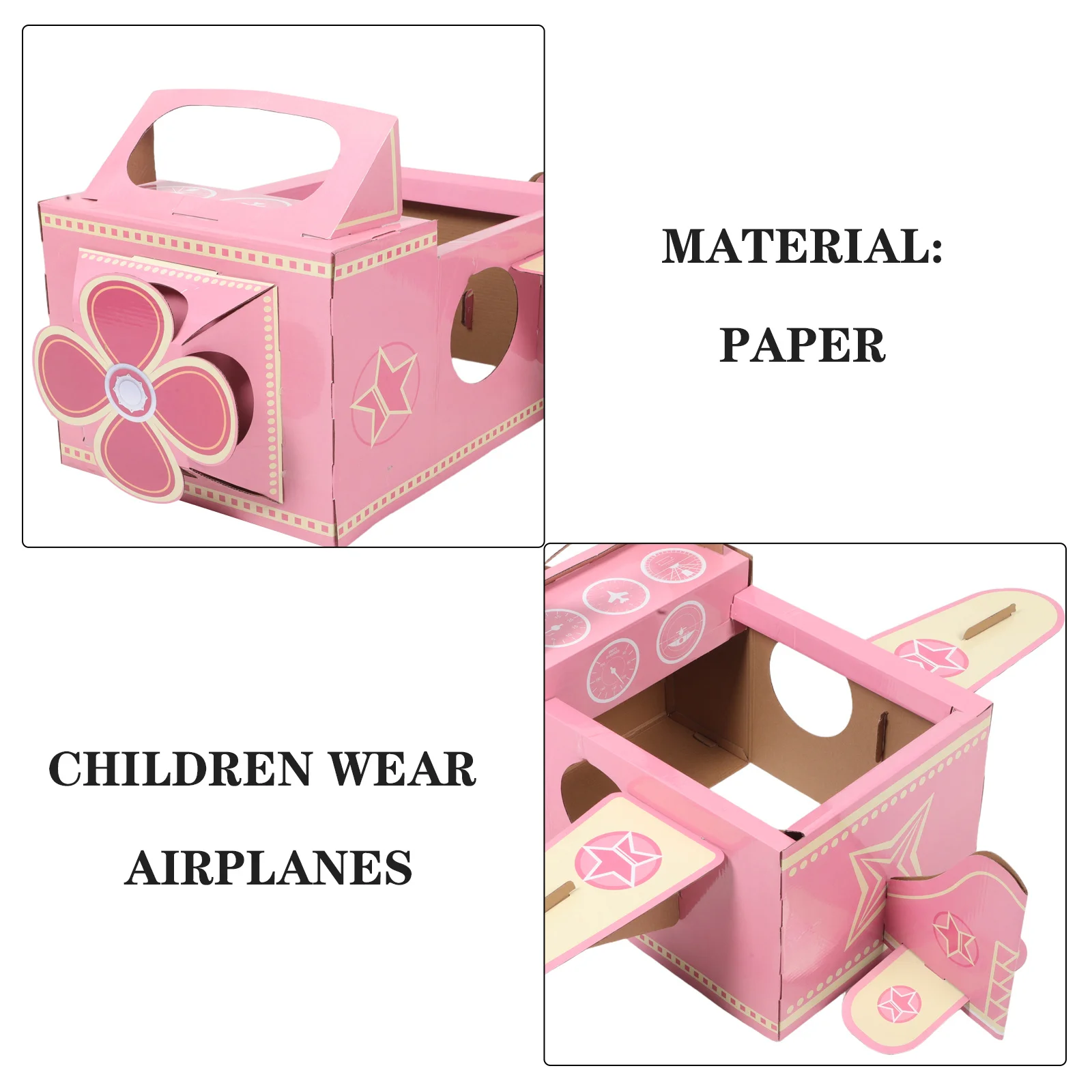 Wearable Cardboard Airplane Kids Outfit Dress Toddler Costume Props Interactive DIY Aircraft Making Craft Fun Playtime