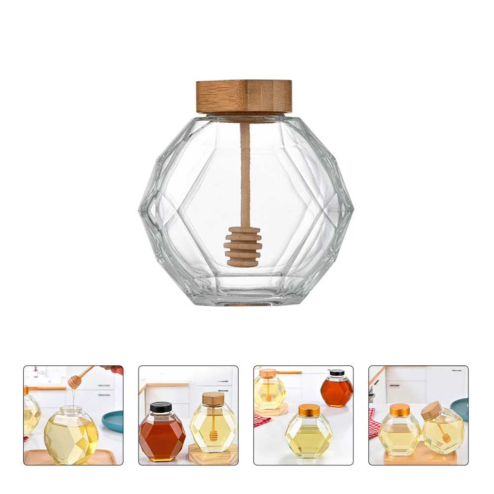 

2Pcs Dried Fruit Jar Glass Honeypots Transparent Kitchen Storage Jars Airtight Canister Food Containers Glass Honeypot