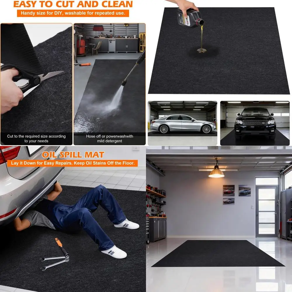 

Прочный коврик для пола гаража с антипротечной TPE-подложкой для защиты от масла, химикатов и пятен