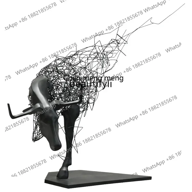 

cc182l Sales Office Lobby Abstract Animal Iron Cattle Sculpture Art Hotel Large Floor Ornaments Frp Ornament