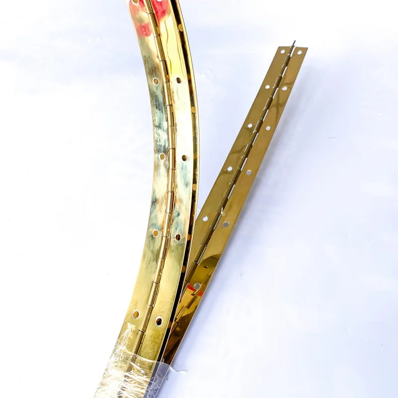 مفصل بيانو 3.5 متر 138 بوصة مفصلات مستمرة من الفولاذ المقاوم للصدأ شديدة التحمل ذهبية للخزائن باب القارب البحري، سمك أوراق 0.03 بوصة