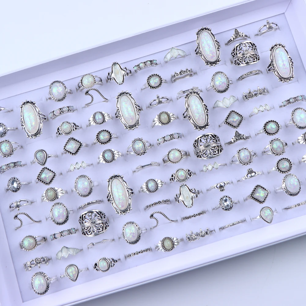 20/30 Teile/los Vintage Boho Glas Türkis Ringe Mode Frauen Urlaub Stil Täglichen Festival Schmuck Party Dekoration Geschenke