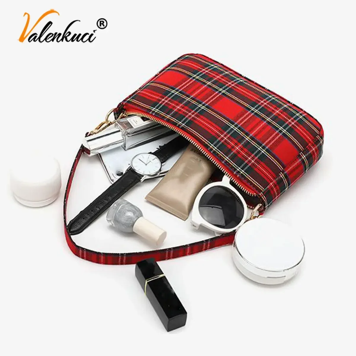 Fashion Vintage Retro Bags Designer Ladies Hand Bags French Plaid Red Bag Woman Elegant Small Women Shoulder Bags