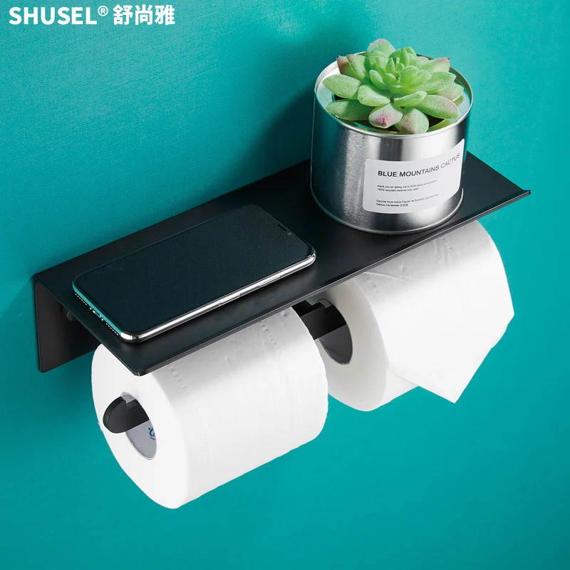 Black Punch-Free for Mobile Phone and Tissue Shelf Toilet Tissue Box Toilet Shelf Toilet Paper Box Hand Toilet Paper Holder