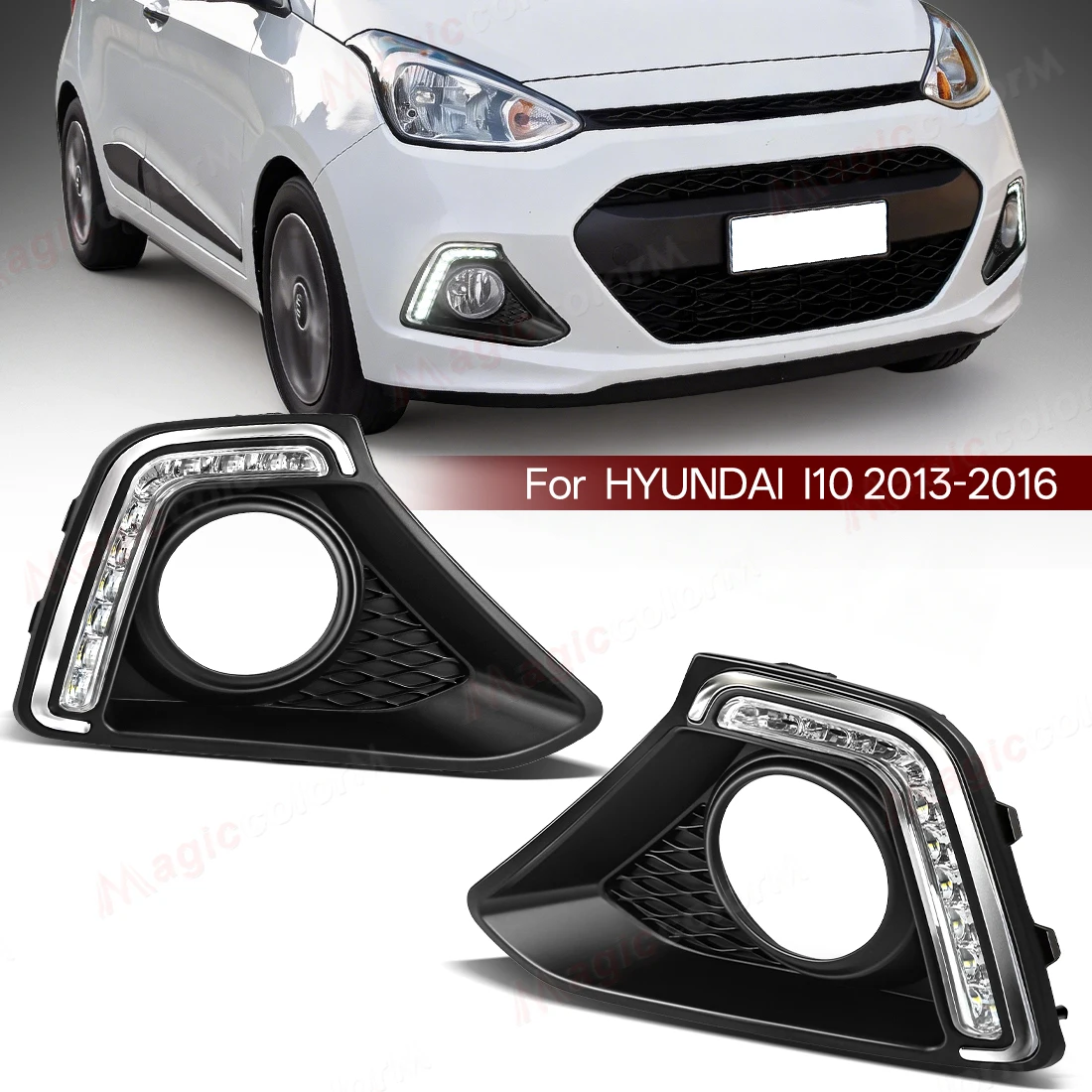 

DRL For Hyundai I10 GRAND 2014 2015 2016 Daytime Running Lights Led Fog Lamps Auto Front Bumper Headlights Car Accessories 12V