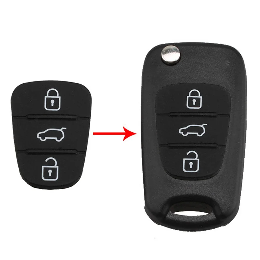 10-1PCS Replacement 3 Buttons Remote Key Fob Case Rubber Pad For Hyundai I10 I20 I30 IX35 Kia K2 K5 Rio Sportage Flip Key Parts