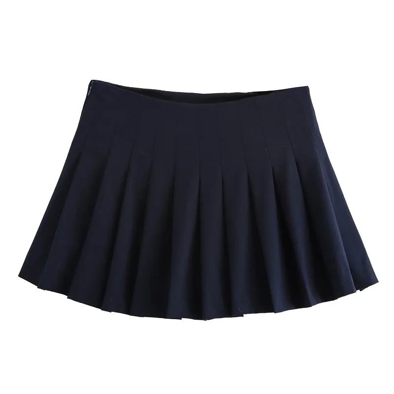 TRAF 2024 Pleated Skirt Shorts for Women Summer Boxer Shorts Women Holiday Mid Waist Skort for Women Basic Casual Women\'s Shorts