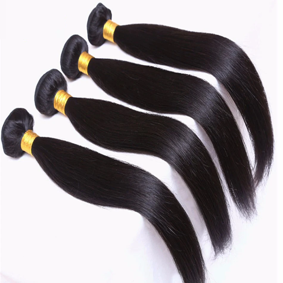 30 Inch Long Bundles Straight Human Hair 1/3/4 Pcs Bone Straight Hair Weave Double Weft 100% Remy Raw Hair Extensions Natural