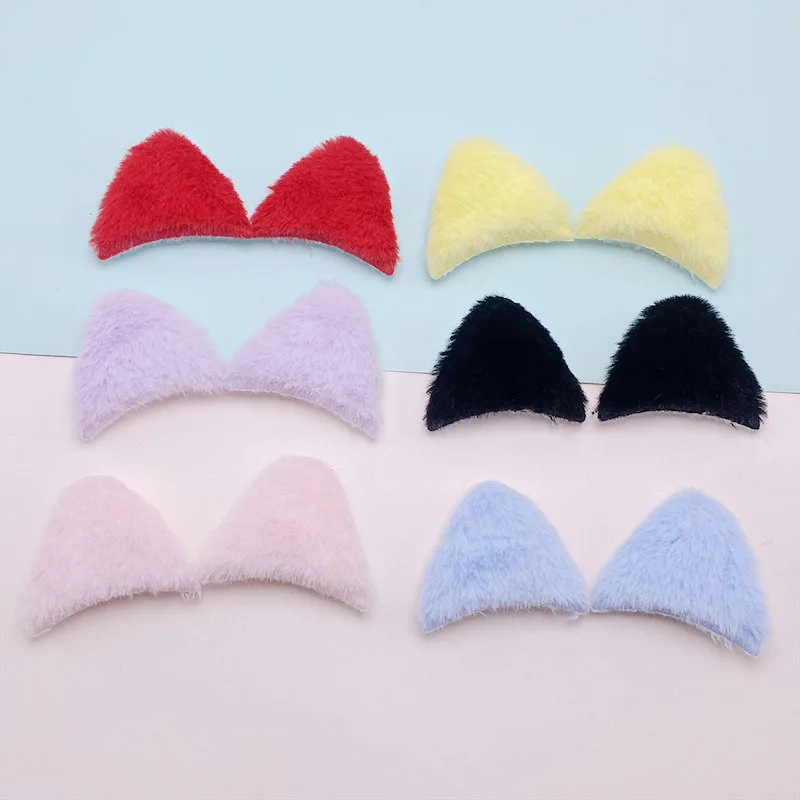 24Pcs 4CM Two Side Two Color Felt Cat Ear Padded Appliques For Children Hat Sewing Headband Hair Clip Accessories Patches