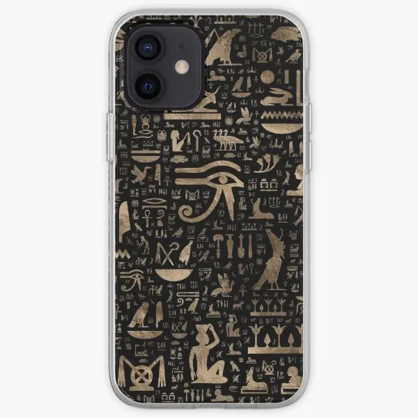 Ancient Egyptian Hieroglyphs Black And  Phone Case Customizable for iPhone X XS XR Max 6 6S 7 8 Plus 11 12 13 14 Pro Max Mini