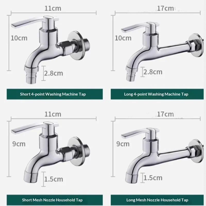 Wall Mounted Zinc Alloy Quick Open Tap Single Cold Water Faucet Washing Machine Mop Sink Tap For Bathroom Balcony Utility Room
