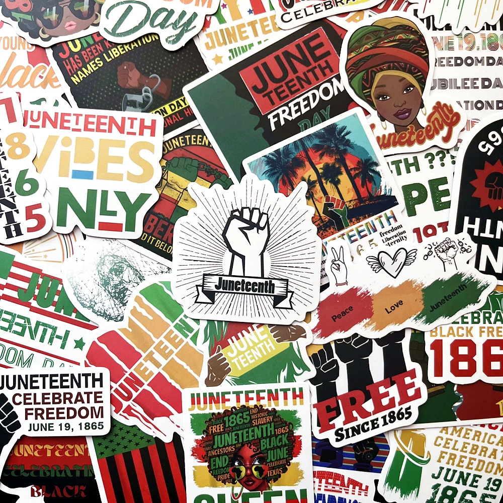 10/50pcs Juneteenth Stickers Black Liberation Decals Kids Toy DIY Diary Suitcase Phone Laptop Bike Sticker