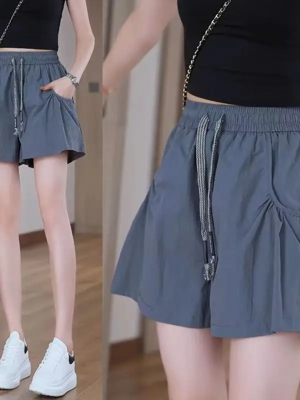 

Large Size Women's Qui Dry Sports orts Summer Breathable Loose A-Line Wide Leg Hot Pants High Waist Simple Sle