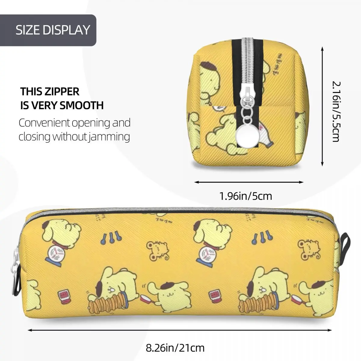 Imagem -04 - Adorável Pom Pom Purin Dog Pencil Case Cute Cartoon Pencilcases Pen Box Kids Large Storage Bolsa Material Escolar Presente de Papelaria